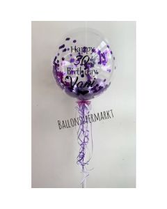 Bubbles Ballon mit Konfetti und Beschriftung