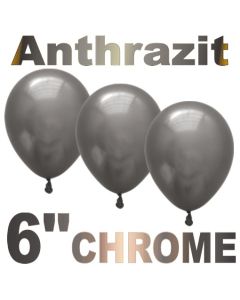 Chrome Luftballons 15 cm Anthrazit, 10 Stück