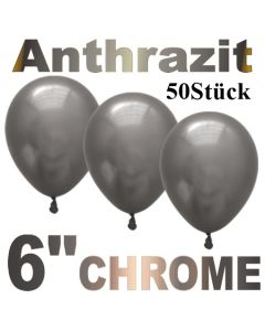 Chrome Luftballons 15 cm Anthrazit, 50 Stück