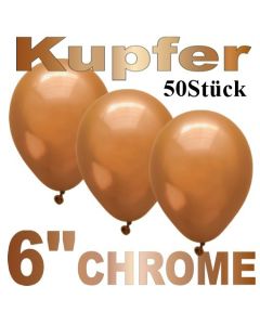 Chrome Luftballons 15 cm Kupfer, 50 Stück