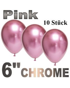 Chrome Luftballons 15 cm Pink, 10 Stück