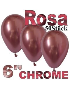 Chrome Luftballons 15 cm Rosa, 50 Stück