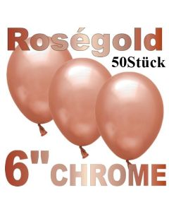 Chrome Luftballons 15 cm Rosegold, 50 Stück