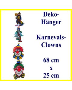 Dekoration zu Karneval und Fasching, Deko-Hänger mit 4 Clowns