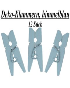 Holz-Deko-Klammern, himmelblau, 12 Stück