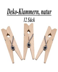 Holz-Deko-Klammern, natur, 12 Stück