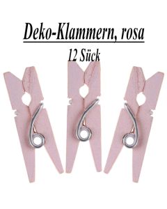 Holz-Deko-Klammern, rosa, 12 Stück