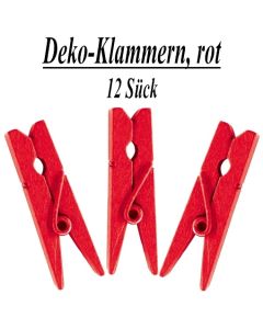 Holz-Deko-Klammern, rot, 12 Stück