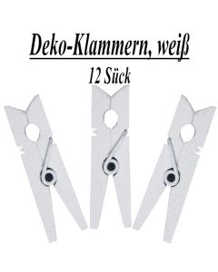 Holz-Deko-Klammern, weiß, 12 Stück