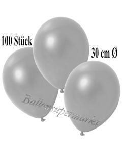 Deko-Luftballons Metallic Silber, 100 Stück