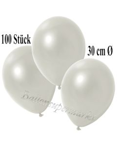 Deko-Luftballons Metallic Weiß, 100 Stück