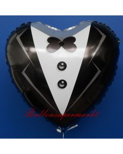 Luftballon aus Folie zur Hochzeit, Folienballon Herz, Braeutigam, ohne Helium