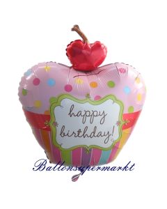 Luftballon Cherry Cupcake, happy Birthday mit Helium, Ballongas