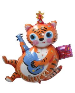 Luftballon Tiger mit Gitarre zum Geburtstag, inklusive Helium