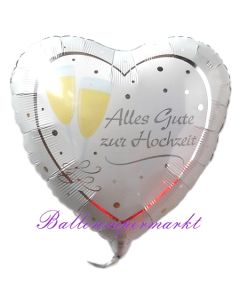 Alles Gute zur Hochzeit Herz, Luftballon aus Folie mit Helium