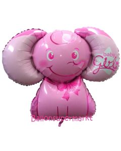 Folienballon Baby Girl Baby-Elefant, inklusive Helium