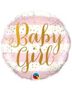 Baby Girl Pink Stripes Luftballon aus Folie mit Helium