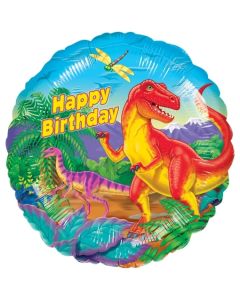 Happy Birthday Dinosaurier, Luftballon aus Folie zum Geburtstag, ohne Helium