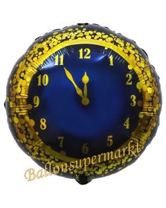 Silvester Luftballon, Silvester-Partydekoration, Folienballon mit Ballongas, New Years Clock, schwarz