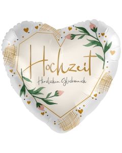 Hochzeit, Herzlichen Glückwunsch, Satin Herzballon zur Hochzeit, Folienballon inklusive Helium