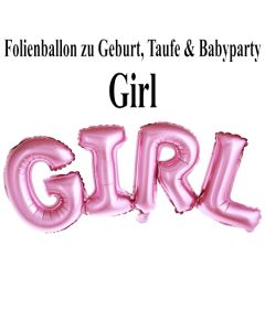 Luftballon aus Folie Girl Schriftzug, Folienballon zur Luftbefüllung