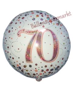 Luftballon aus Folie mit Helium, Sparkling Fizz Roséold 70, zum 70. Geburtstag, Jubiläum