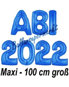 Abi 2022, große Buchstaben-Luftballons, 100 cm, Blau, inklusive Helium, zur Abiturfeier