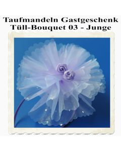 Gastgeschenk zu Taufe, Geburt und Baby Party, Taufmandeln im Tüll-Bouquet-Beutel, 03, Junge