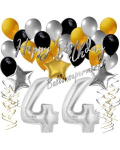 44. Geburtstag Dekorations-Set mit Ballons Happy Birthday Glamour, 34 Teile