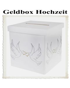 Geldbox Weiß, Gelddose zur Hochzeit, Hochzeitstauben