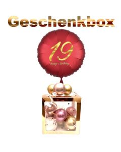 Geschenkbox mit Heliumballon zum 19. Geburtstag