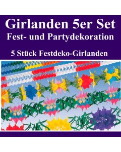 Girlanden 5 Stück Set, 5 Festgirlanden zu Party, Fest, Feier und Veranstaltung