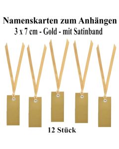 Tischkarten Gold mit Satinband, 12 Stück