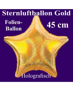 Goldener holografischer Sternballon aus Folie mit Ballongas Helium