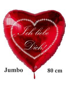 Großer Herzluftballon in Weiß " Ich liebe Dich!" Sternchenherz