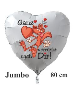 Großer Herzluftballon in Weiß "Ganz verrückt nach Dir! Ich liebe Dich!