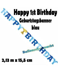 Banner Happy 1st Birthday, blau