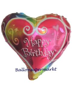 Herzluftballon zum Geburtstag, Happy Birthday, Watercolor