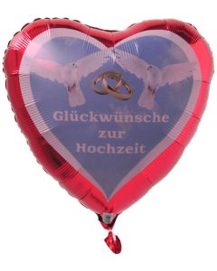 Luftballon Glückwünsche zur Hochzeit, Hochzeitsballon mit Helium-Ballongas