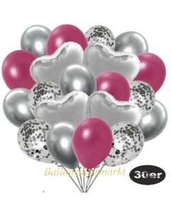 luftballons-30er-pack-9-silber-konfetti-und-9-metallic-burgund-8-chrome-silber-4-folienballons-silber