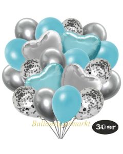 luftballons-30er-pack-9-silber-konfetti-und-9-metallic-hellblau-8-chrome-silber-2-folienballons-silber-2-folienballons-light-blue