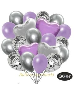 luftballons-30er-pack-9-silber-konfetti-und-9-metallic-lila-8-chrome-silber-2-folienballons-silber-2-folienballons-flieder