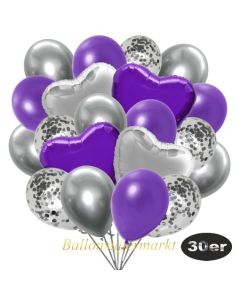 luftballons-30er-pack-9-silber-konfetti-und-9-metallic-violett-8-chrome-silber-2-folienballons-silber-2-folienballons-lila