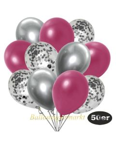 luftballons-50er-pack-15-silber-konfetti-und-18-metallic-burgund-17-chrome-silber