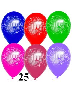 Luftballons Zahl 100 zum 100. Jubiläum und Geburtstag, 25 Stück