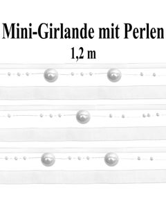 Kleine Girlande aus Perlen und Bändern in Weiß, Dekoration Hochzeit, Tischdeko Hochzeit