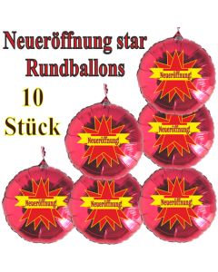 Neueröffnung! Star, 10 Stück rote Rundballons zur Befüllung mit Luft, zu Werbeaktionen Geschäftseröffnung