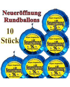 Neueröffnung! Super Angebote. 10 Stück blaue Rundballons zur Befüllung mit Luft, zu Werbeaktionen Geschäftseröffnung