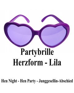 Lila Partybrille Herzen zu Hen Night Party, Junggesellinnenabschied