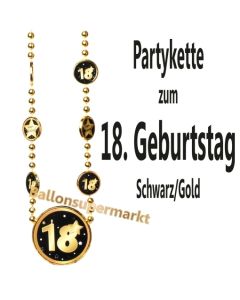 Partykette zum 18. Geburtstag, Schwarz-Gold